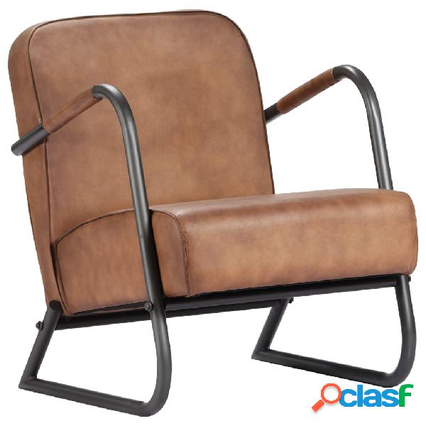 vidaXL Sillón relax de cuero auténtico marrón claro
