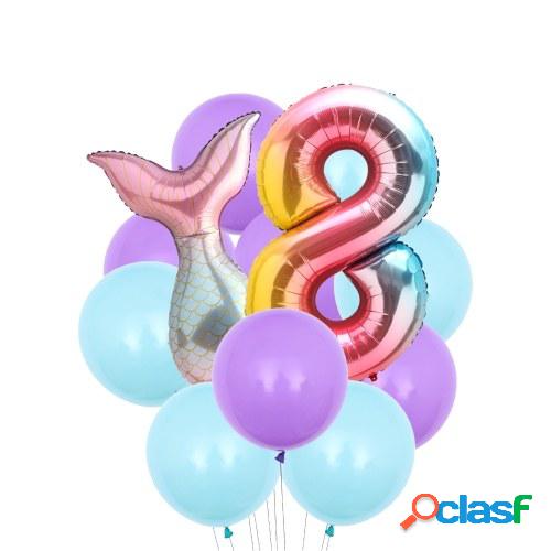 12PCS Mermaid Tail Balloons Birthday Party Decorations Set
