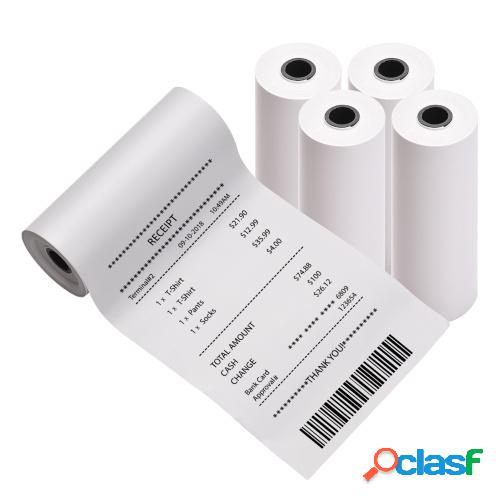 5 rollos de papel blanco de impresión térmica directa