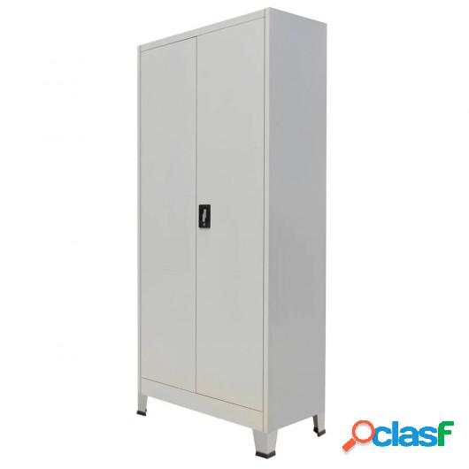 Armario de oficina con 2 puertas acero 90x40x180 cm gris