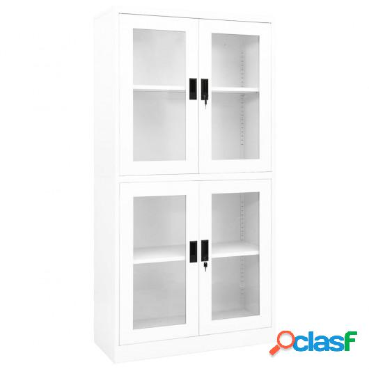 Armario oficina acero vidrio templado blanco 90x40x180 cm
