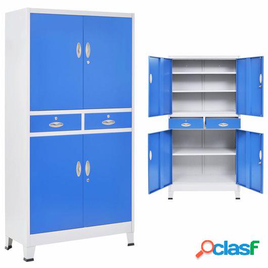 Armario taquilla con 4 puertas metal 90x40x180 cm gris y