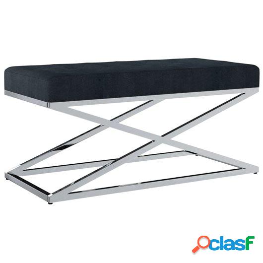 Banco de acero inoxidable y terciopelo negro 97 cm