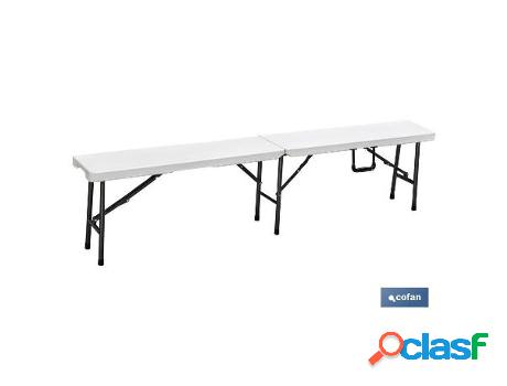 Banco plegable rectangular blanco 180x25x43cm