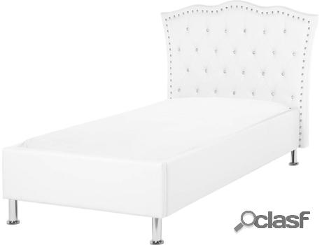 Cama BELIANI Metz (Blanco - Piel Sintética -217x126x102 cm)