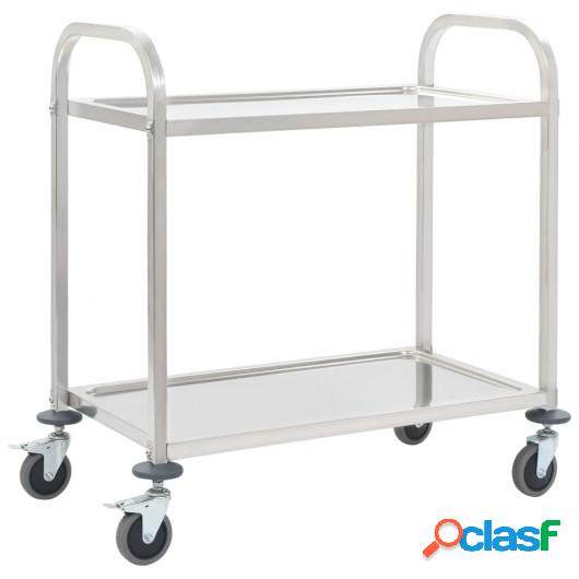 Carrito de cocina de 2 alturas acero inoxidable 107x55x90 cm