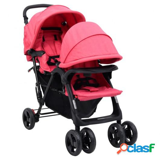 Carrito para gemelos tándem rojo acero