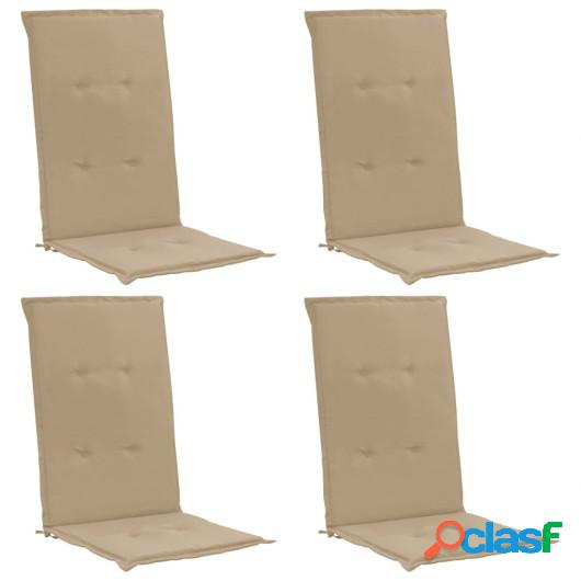 Cojines para sillas de jardín 4 unidades beige 120x50x3 cm
