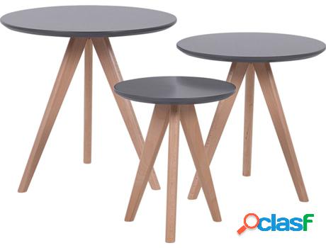 Conjunto 3 Mesa de Apoyo Vegas (Gris - MDF -48x48x46 cm)