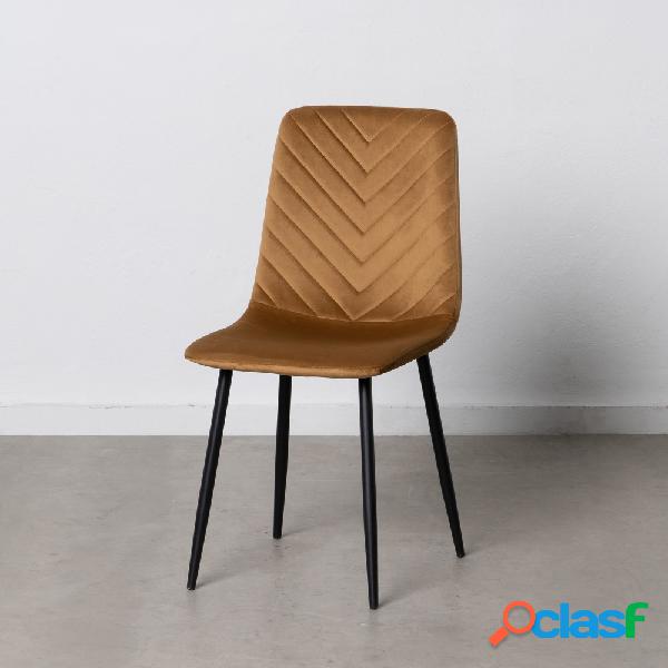 Conjunto de 4 sillas mostaza de terciopelo 55x44x88cm
