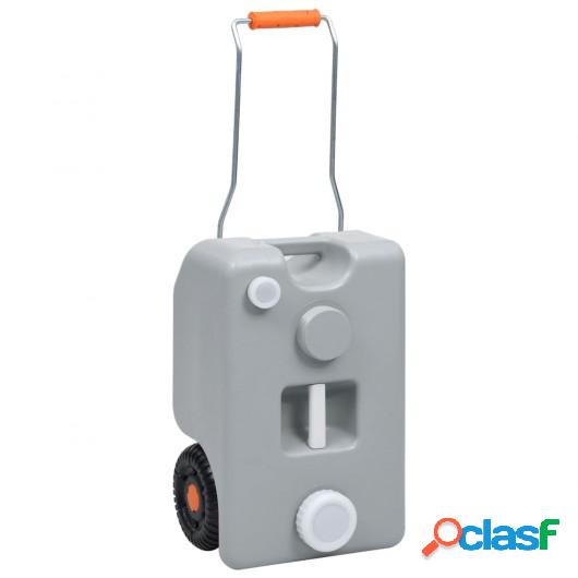 Depósito de agua con ruedas para camping gris 25 L