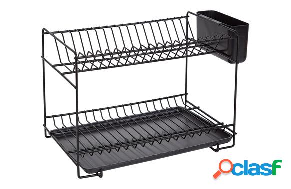 Escurreplatos de acero plastificado pequeño Sauvic Negro