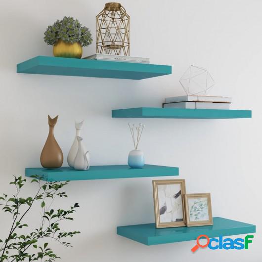 Estante flotante de pared 4 uds azul MDF 60x23,5x3,8 cm