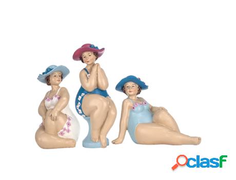Figura Bañista 3 Uni. MULTICOLOR de Resina 19*7*8cm Figura