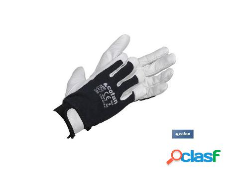 Guante vacuno dorso tela + velcro t-8 caja 12 unid.