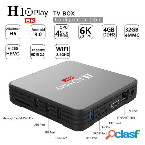 H10 PLAY Smart TV Box Android 9.0 Allwinner H6 Cortex-A53