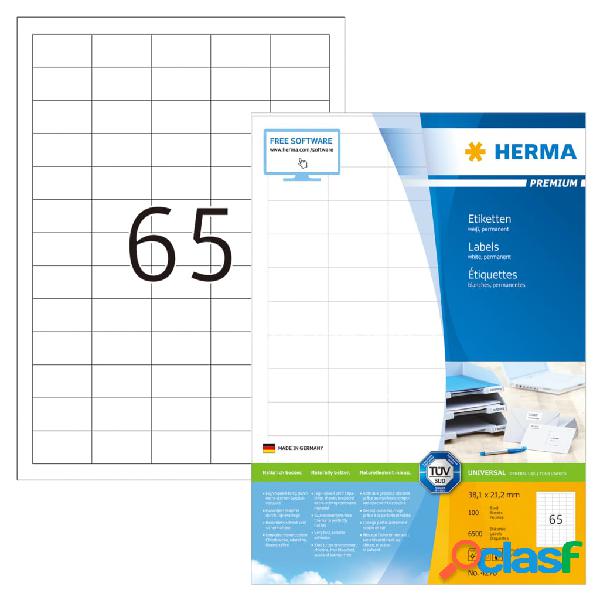 HERMA Etiquetas permanentes PREMIUM 100 hojas A4 38,1x21,2