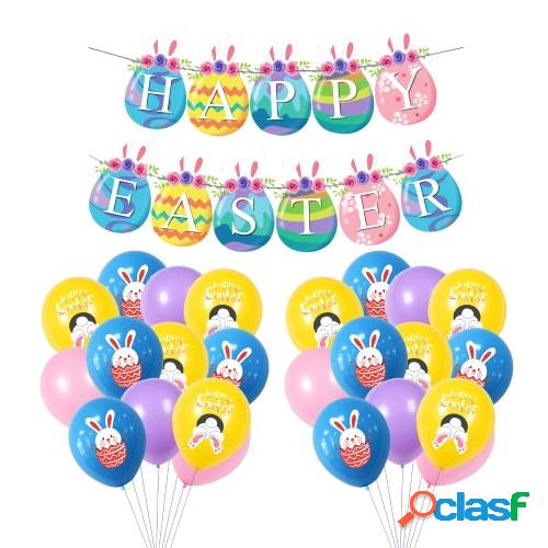 Happy Easter Banner con 24PCS Globos Colorful Easter Banner