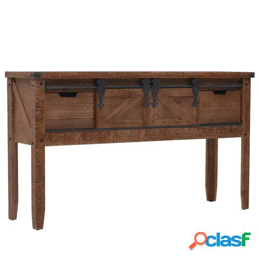 Mesa consola de madera de abeto maciza marrón 131x35,5x75