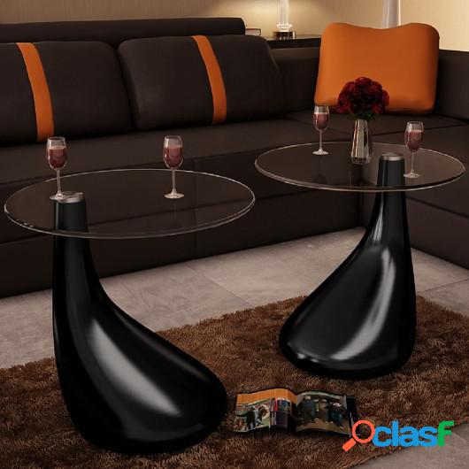 Mesa de centro superficie redonda vidrio negro brillante 2