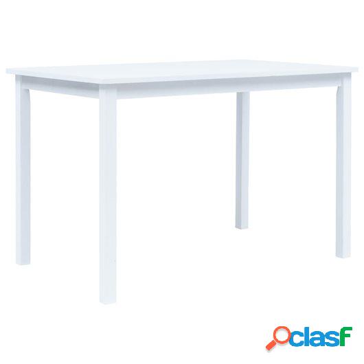 Mesa de comedor de madera maciza de caucho blanco 114x71x75