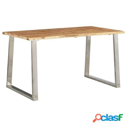 Mesa de comedor madera de acacia y acero inoxidable
