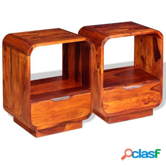 Mesita de noche con cajón 2 unids madera sheesham 40x30x50