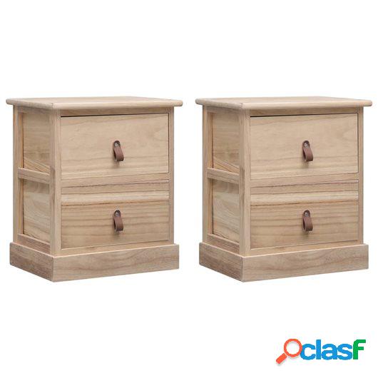 Mesitas de noche 2 unidades madera de Paulownia 38x28x45 cm