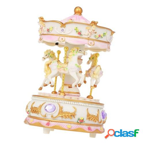 Mini Carrusel Clockwork Music Box Colorido LED