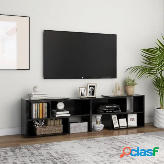 Mueble para TV de aglomerado negro brillante 149x30x52 cm