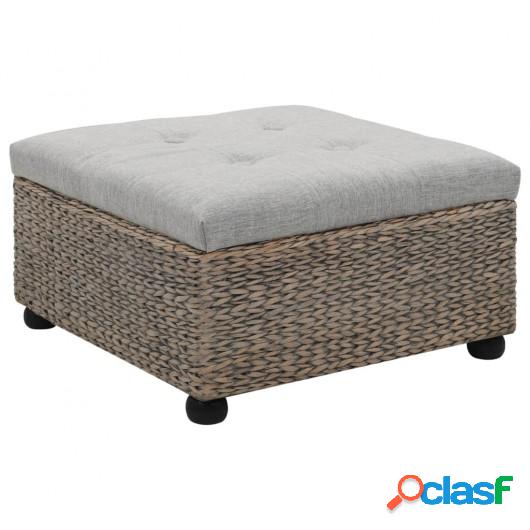 Otomana de hierba marina 65x65x40 cm gris