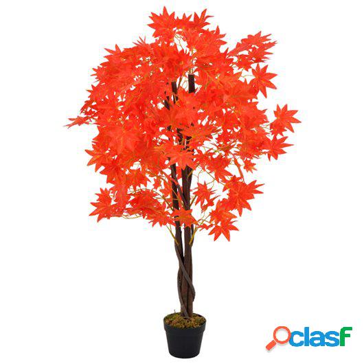 Planta artificial árbol de arce con macetero rojo 120 cm