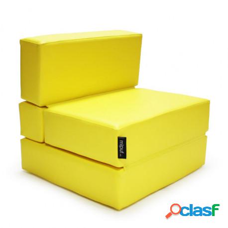 Puff Cama Convertible Y Plegable - Polipiel Amarillo