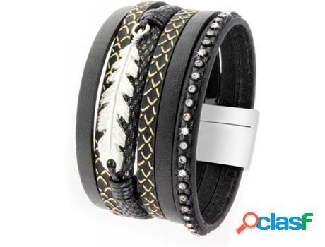Pulsera SC_BOHEME (bañado a rodio - Negro - 190 mm x 40 mm)