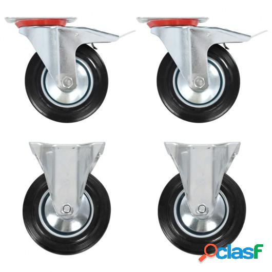 Ruedas giratorias y fijas 4 unidades 160 mm