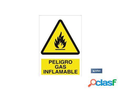 Señal adhesivo 210x210mm peligro gas inflamable
