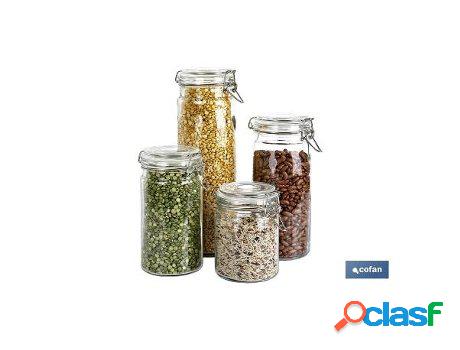 Set 4 frascos cristal+ clip acero 2100ml,1500ml,1150ml,750ml
