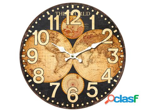 Signes Grimalt - Reloj Pared Mapamundi Marrón de Mdf |
