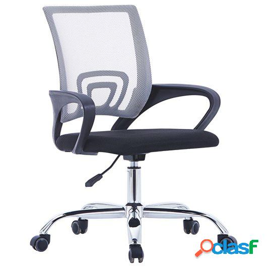 Silla de oficina con respaldo de malla y tela gris