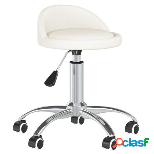 Silla de oficina giratoria de cuero sintético blanco