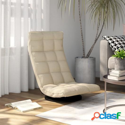 Silla de suelo giratoria de tela crema
