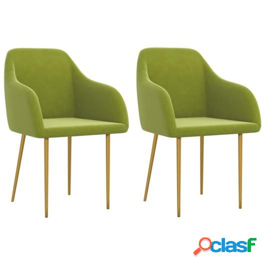 Sillas de comedor 2 unidades de terciopelo verde claro