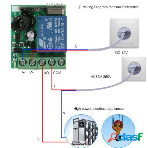 Smart Home 433Mhz DC 12V 1CH Receptor del Relevo Remoto