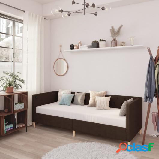 Sofá cama con colchón USB de tela marrón oscuro 90x200 cm