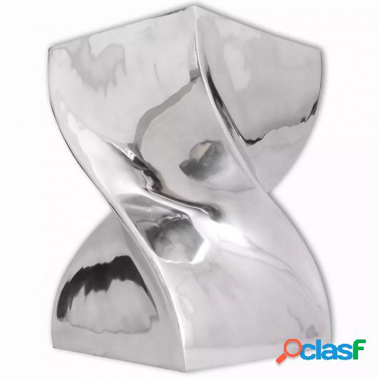 Taburete/mesa auxiliar retorcida aluminio plateado