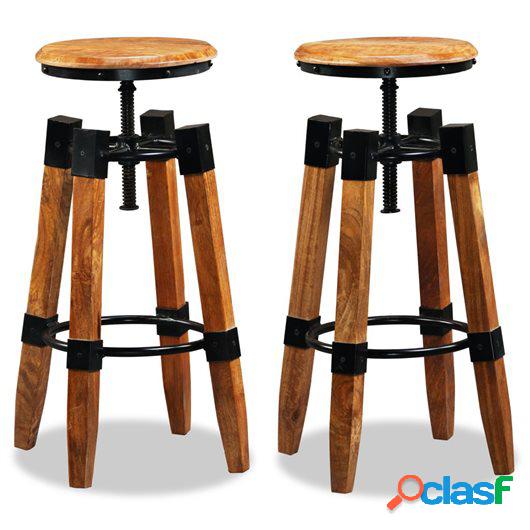 Taburetes de cocina 2 uds madera maciza de mango y acero