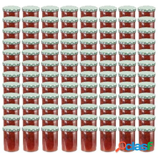 Tarros de mermelada de vidrio tapa blanca y verde 96 uds 400
