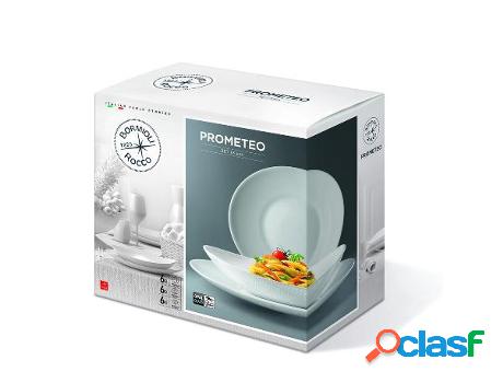 Vajilla opal blanca prometeo 18 piezas