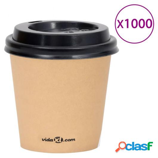 Vasos de papel de café con tapa 120 ml 1000 uds marrón