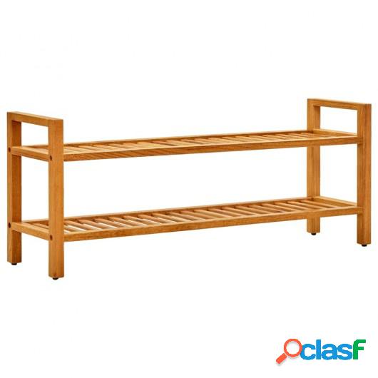 Zapatero con 2 estantes madera de roble maciza 100x27x40 cm